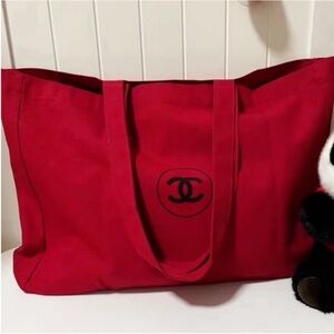 Chanel gift Red Canvas Tote